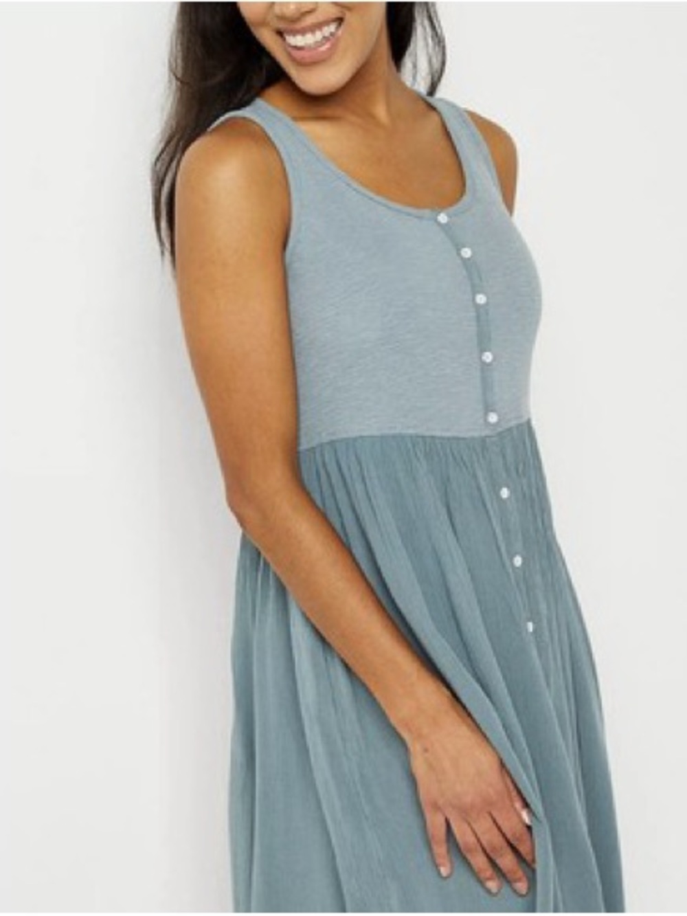 FRYE AND CO. Sleeveless Scoop Neck Maxi Dress in Dusty Blue